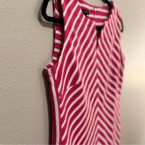 Talbots Pink and White Chevron Midi Dress